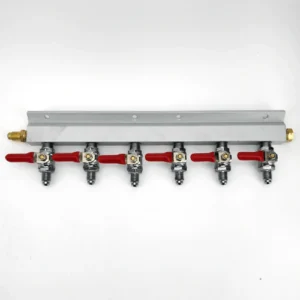 6 Way Manifold Gas Line Splitter with Check Valves (MFL thread)