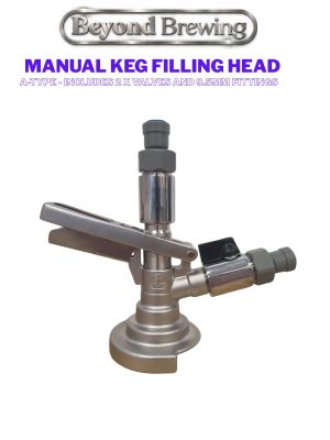 Manual Keg filling head - A Type with 2 x ball valves and fittings