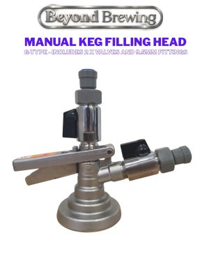 Manual Keg filling head - G Type with 2 x ball valves and fittings
